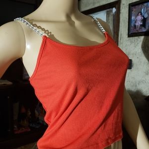 Crop top with chain straps.